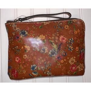 Patricia Nash Cassini Tan Prairie Rose Wristlet Clutch Brown Floral NWT